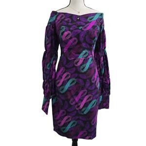 Womens Tailored Off Shoulder Dress L/XL SweetheartNeck Puffer Sleeves Whimsigoth